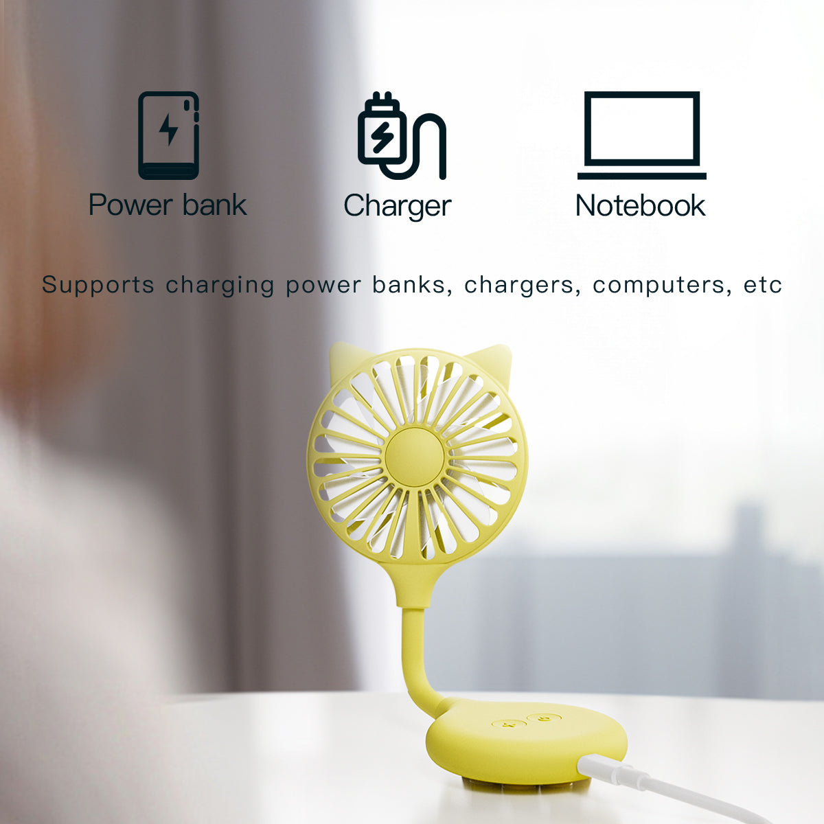 Cat Ear Design Foldable USB Fan Air Circulator Summer Cooler with Suction Cups Cat Ear Design Foldable USB Fan Air Circulator Summer Cooler with Suction Cups